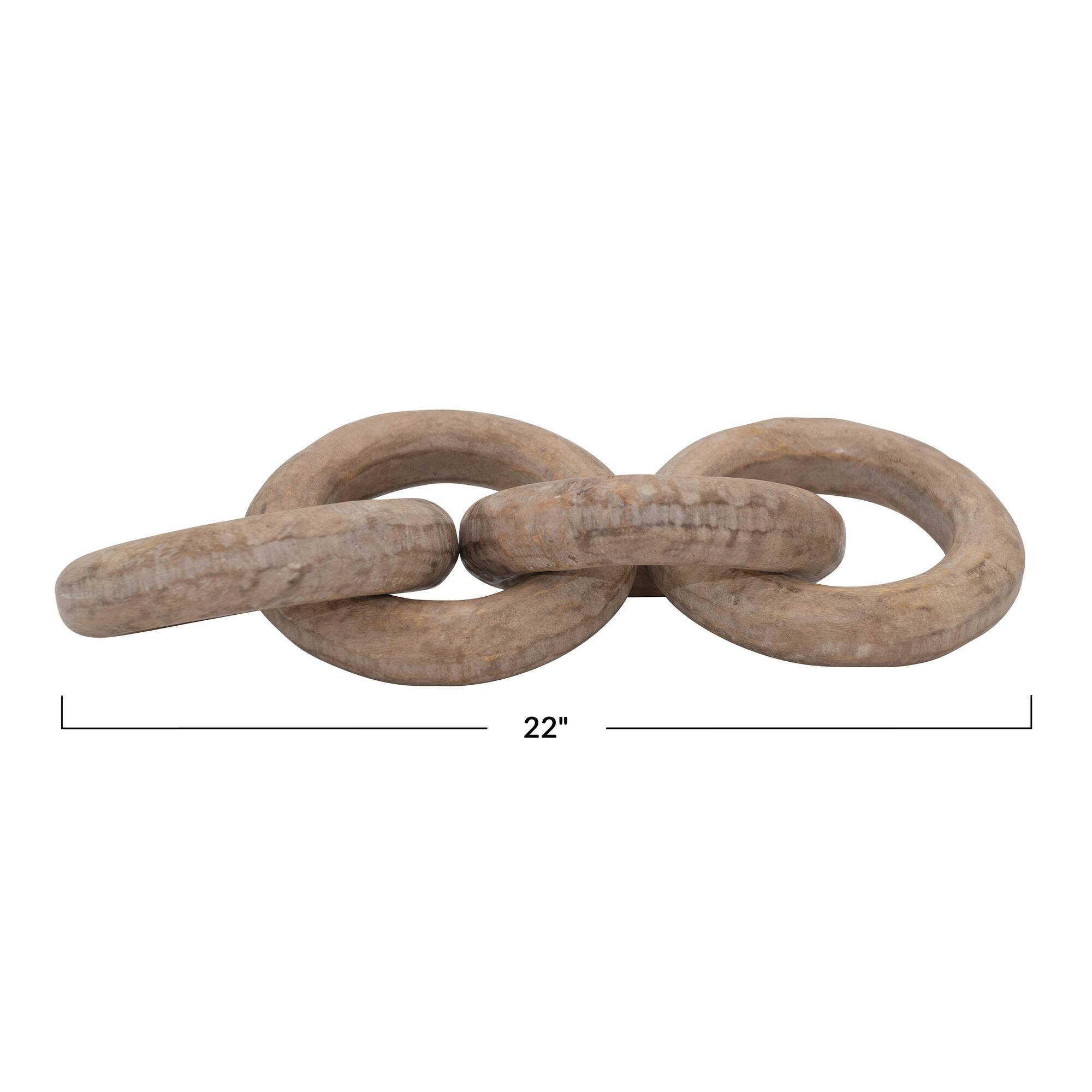 Hello Honey® 20" 4-Ring Mango Wood Carved Chain Décor